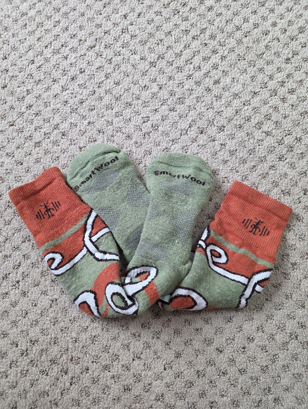 Smartwool Green and Orange Patterned Women's Over The Calf Socks